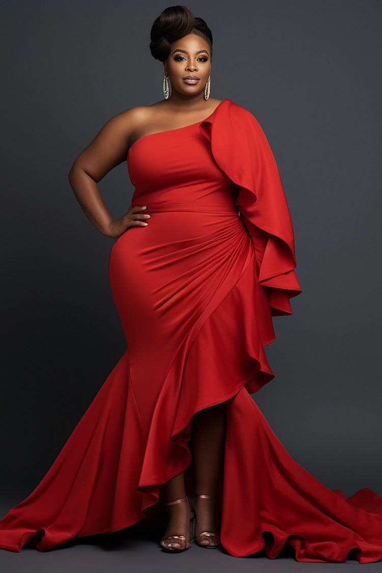 Plus Size Maxi Dresses Elegant Red Petal Sleeve Long Sleeve Mermaid Ma Plussizefix Plus Size Maxi Dresses Elegant Red Petal Sleeve Long Sleeve Mermaid Ma Plussizefix