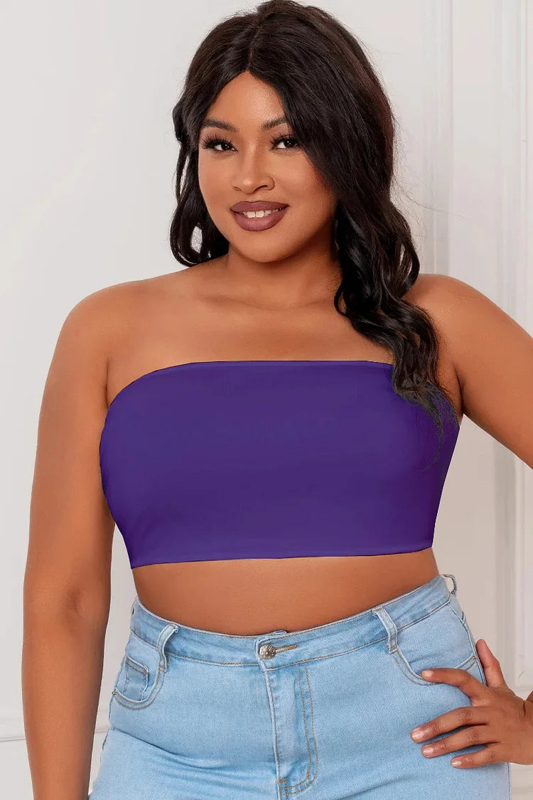 Design Plus Size Purple Casual Asymmetrical Bra Tube Top