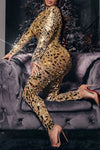 Plus Size Mirror Gold Sequin Party Long Sleeves Jumpsuits