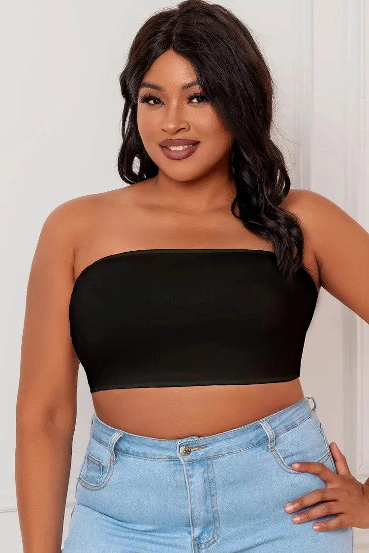 Design Plus Size Black Casual Asymmetrical Bra Tube Top