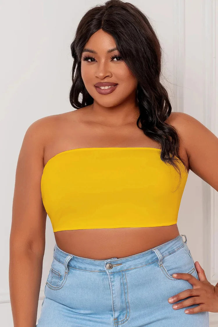 Design Plus Size Yellow Casual Asymmetrical Bra Tube Top