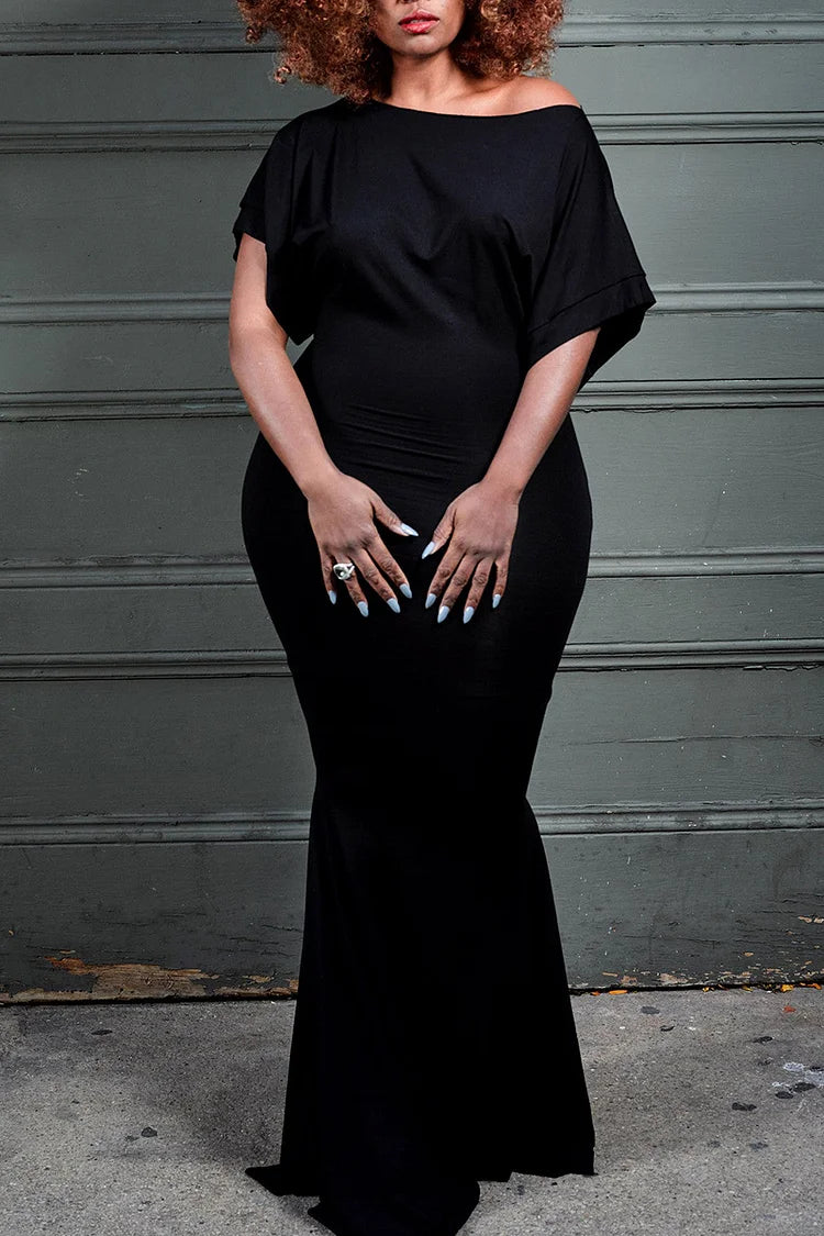 plus size black fishtail dress Sexy Plus Size Evening Dresses