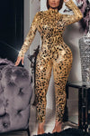 Plus Size Mirror Gold Sequin Party Long Sleeves Jumpsuits