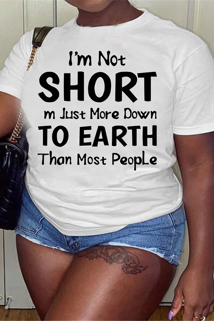 Plus Size Letter Graphic Print Casual White T-Shirts